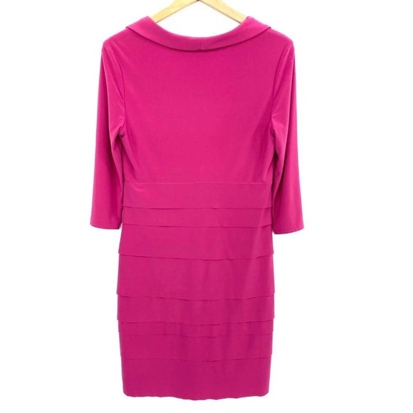 Joseph Ribkoff | Hot Pink 3/4 Sleeve Layered Dress - Picture 2 of 4